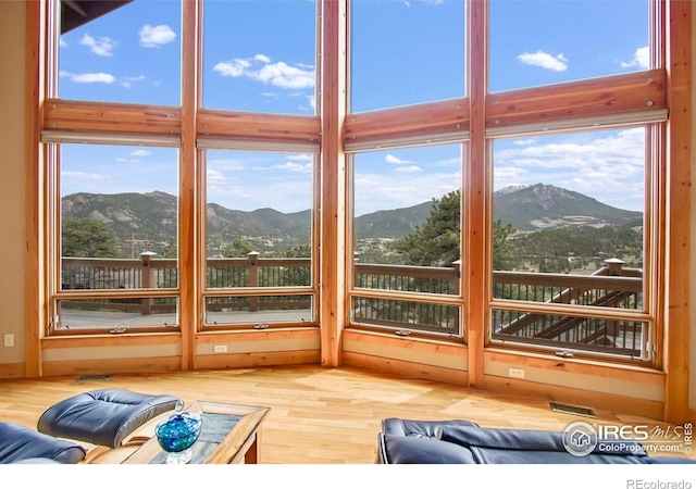 303 Curry Dr, Estes Park, CO 80517 - interior space with a mountainous background and wood finished floors
