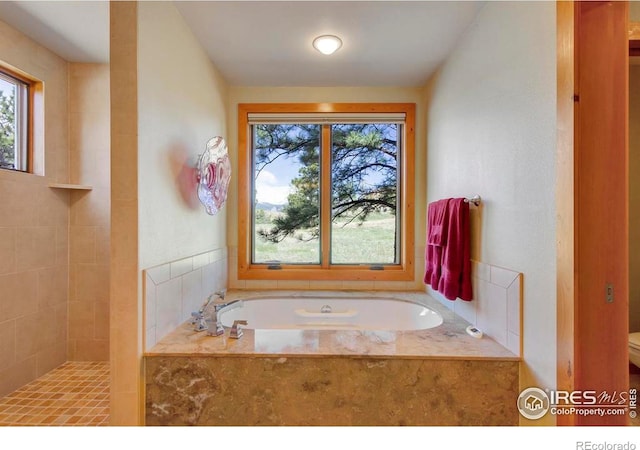 125 Saddleback Ln, Estes Park, CO 80517 - full bath featuring healthy amount of natural light, a garden tub, toilet, and a tile shower