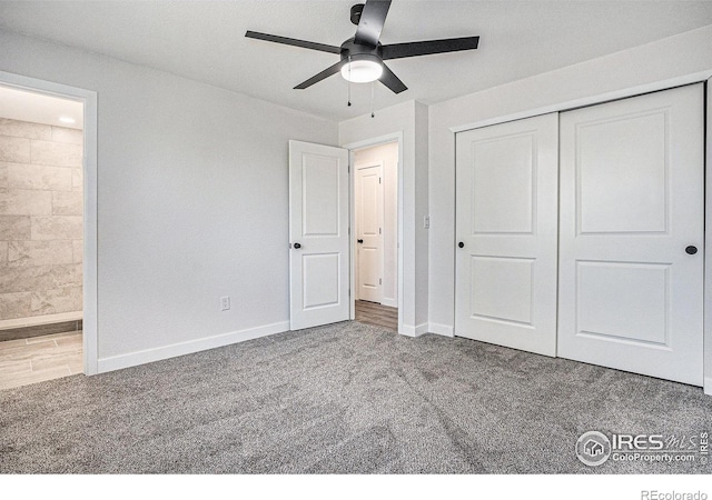 15904 E Bates Pl, Aurora, CO 80013 - unfurnished bedroom with carpet flooring, baseboards, a closet, and connected bathroom