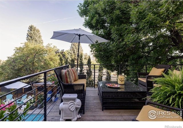 3737 Spring Valley Rd, Boulder, CO 80304 - wooden deck with outdoor lounge area