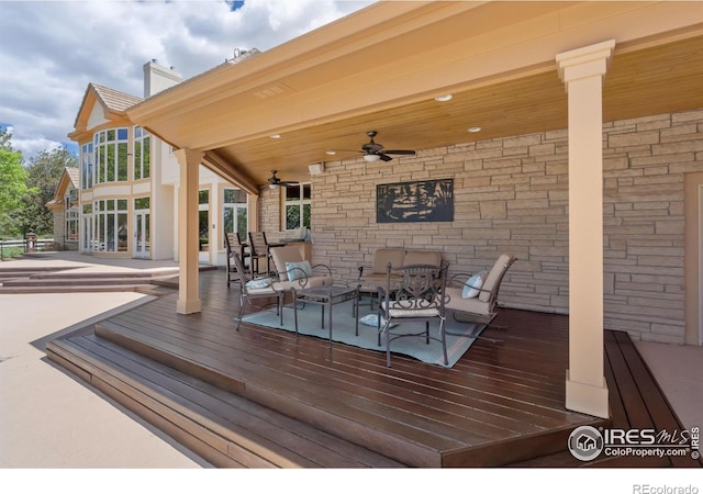 5025 Eagle Lake Dr, Fort Collins, CO 80524 - wooden deck with ceiling fan