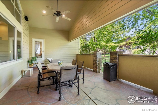 6535 Half Moon Bay Dr, Windsor, CO 80550 - view of patio with ceiling fan and outdoor dining space