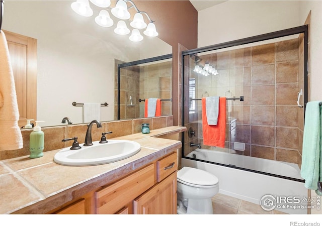 6535 Half Moon Bay Dr, Windsor, CO 80550 - full bathroom with vanity, enclosed tub / shower combo, and tile patterned floors