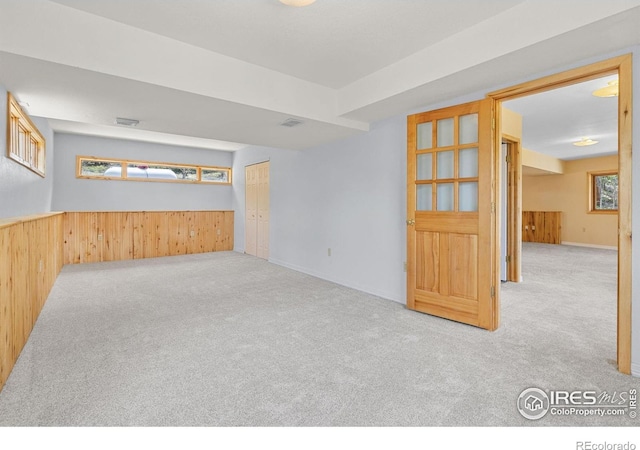 880 Hummer Dr, Nederland, CO 80466 - unfurnished room with carpet, wooden walls, and wainscoting