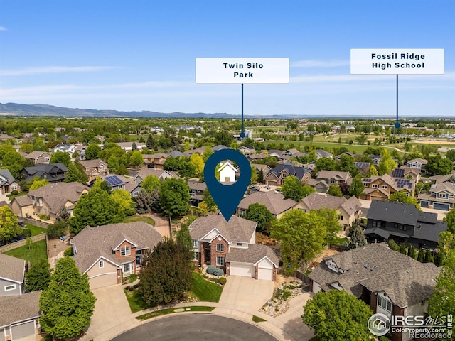 5751 Round Rock Ct, Fort Collins, CO 80528 - aerial view of residential area with mountains