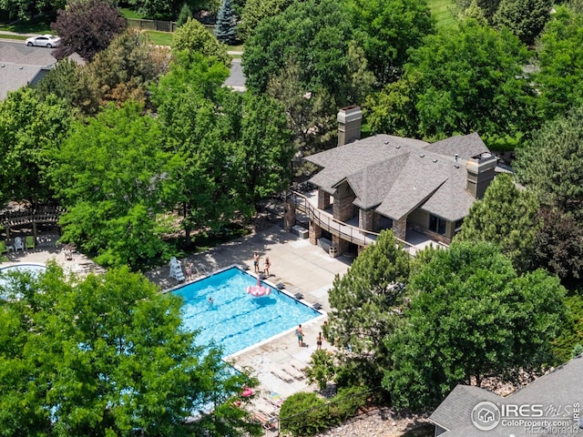 5751 Round Rock Ct, Fort Collins, CO 80528 - view from above of property with a pool area