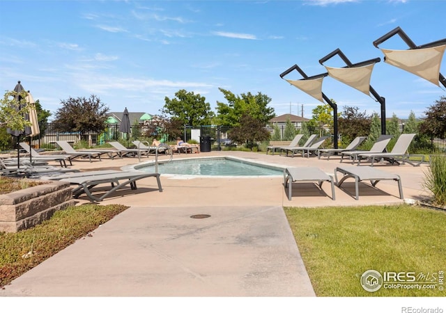 17616 Bluetrail Ave, Parker, CO 80134 - community pool featuring a patio area