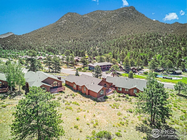 683 Cedar Ridge Cir, Estes Park, CO 80517 - view of mountain backdrop featuring a heavily wooded area and nearby suburban area