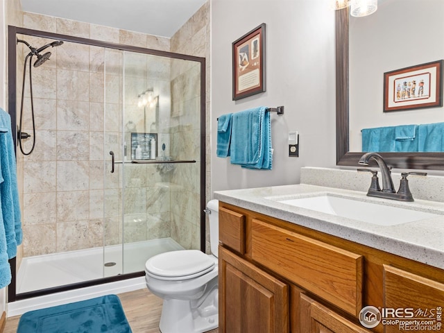 3807 Dollar Lake Dr, Estes Park, CO 80517 - full bath with vanity, a shower stall, and toilet