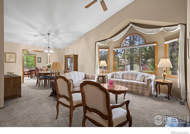 1528 16th Pl, Longmont, CO 80501 - carpeted living area featuring ceiling fan