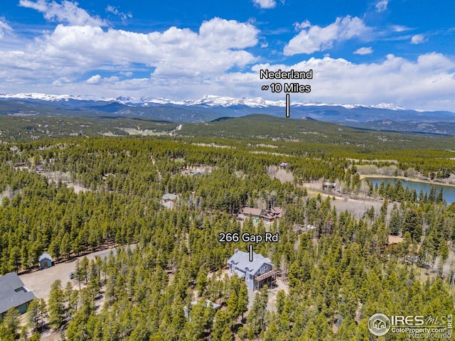 266 Gap Rd, Black Hawk, CO 80422 - bird's eye view of a heavily wooded area and a water and mountain view