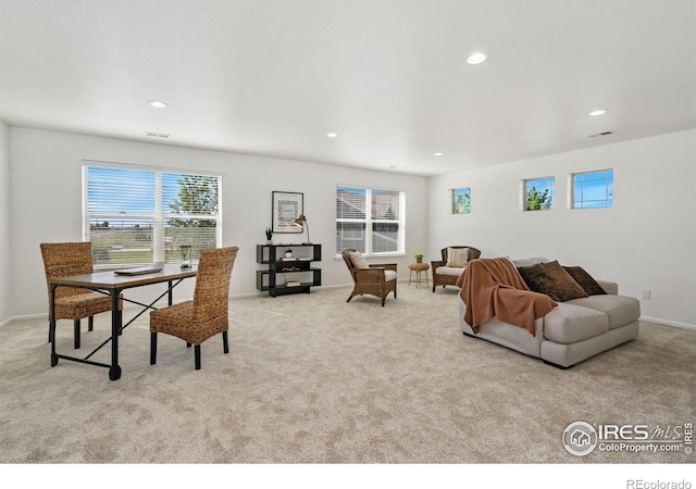 6614 Neota Creek Ct, Timnath, CO 80547 - living room with carpet flooring, recessed lighting, and baseboards