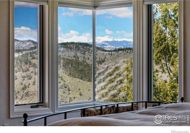 290 Skyhill Dr, Evergreen, CO 80439 - bedroom with a mountain view and multiple windows