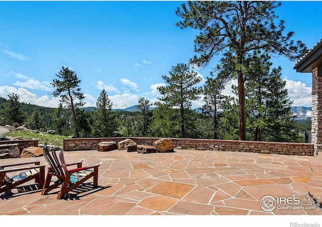 290 Skyhill Dr, Evergreen, CO 80439 - view of patio with a wooded view