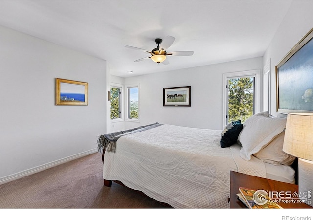 290 Skyhill Dr, Evergreen, CO 80439 - bedroom featuring baseboards, carpet flooring, and a ceiling fan