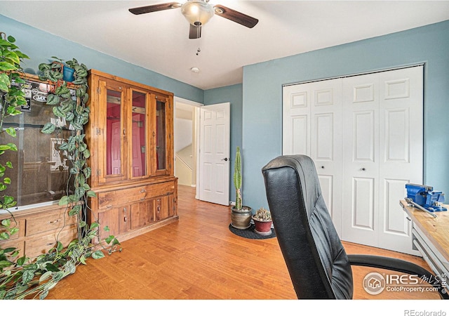 2502 Ballard Ln, Fort Collins, CO 80524 - home office with light wood-type flooring and a ceiling fan