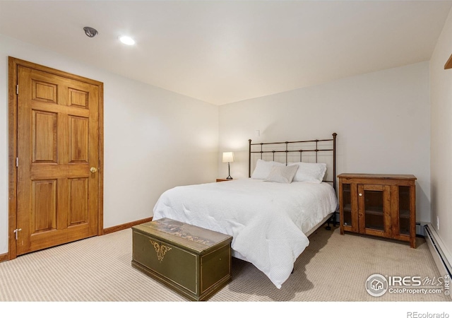 4157 19th St, Boulder, CO 80304 - bedroom featuring carpet floors, baseboard heating, baseboards, and recessed lighting