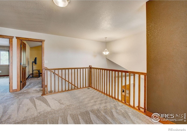 1414 Sheep Creek Ct, Fort Collins, CO 80526 - hallway featuring carpet, an upstairs landing, a textured ceiling, and baseboards