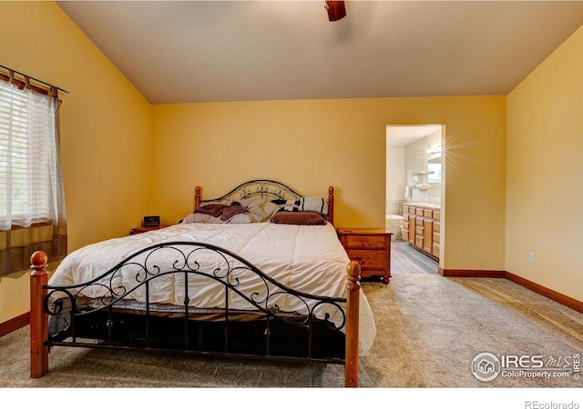1414 Sheep Creek Ct, Fort Collins, CO 80526 - bedroom featuring carpet floors, baseboards, connected bathroom, and ceiling fan