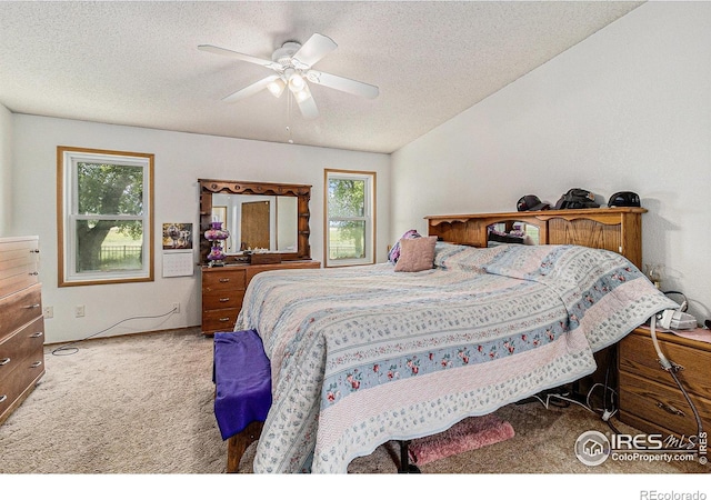 10635 County Road 24, Fort Lupton, CO 80621 - bedroom featuring carpet, a textured ceiling, multiple windows, and ceiling fan