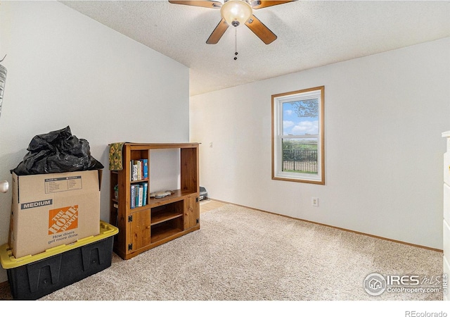 10635 County Road 24, Fort Lupton, CO 80621 - empty room with a ceiling fan, carpet, and a textured ceiling