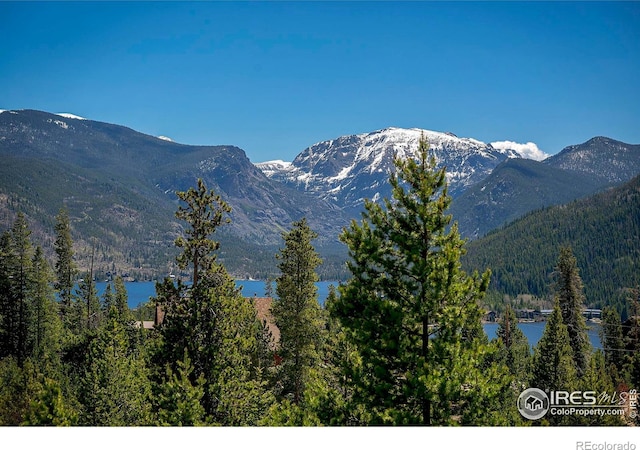 47 County Road 471, Grand Lake, CO 80447 - view of mountain backdrop featuring a heavily wooded area and a nearby body of water