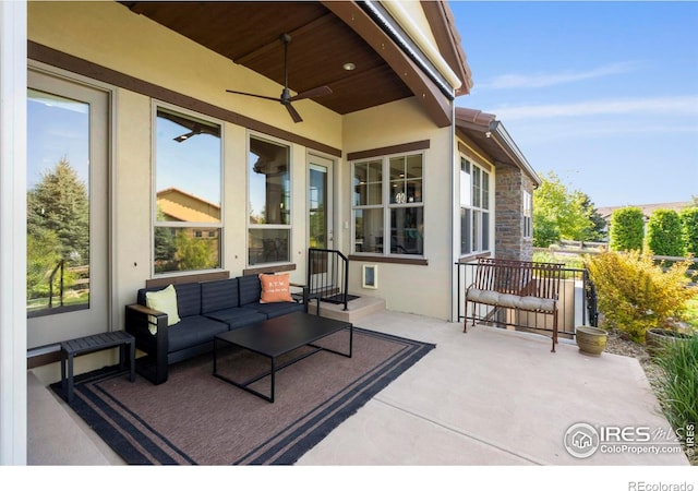 5112 Daylight Ct, Fort Collins, CO 80528 - view of patio / terrace with a ceiling fan and outdoor lounge area