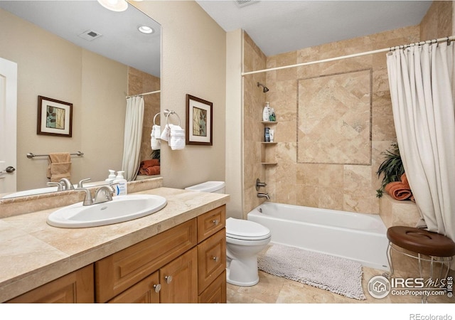 13 Blue Heron Dr, Thornton, CO 80241 - full bath featuring toilet, vanity, shower / bathtub combination with curtain, and tile patterned floors