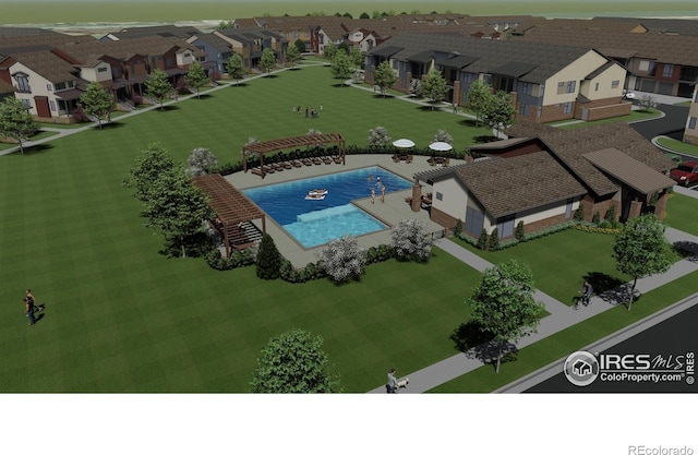 945 Abbott Ln Unit 5, Fort Collins, CO 80524 - aerial view of residential area featuring a pool