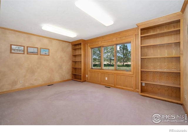 6239 Ashcroft Rd, Greeley, CO 80634 - spare room with carpet flooring, baseboards, and built in shelves