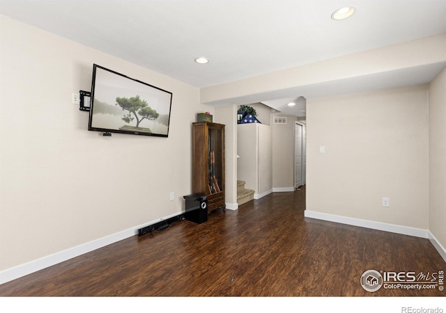 9930 Cascade St, Firestone, CO 80504 - unfurnished room with recessed lighting, wood finished floors, baseboards, and stairs