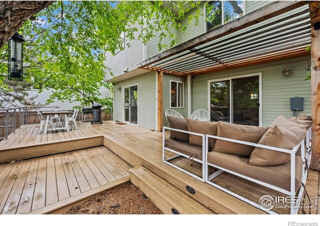 1409 Quince Ave, Boulder, CO 80304 - wooden deck with outdoor lounge area and outdoor dining area