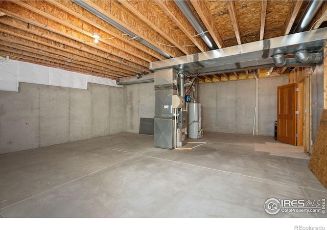 6787 Spanish Bay Dr, Windsor, CO 80550 - unfinished below grade area with gas water heater and heating unit