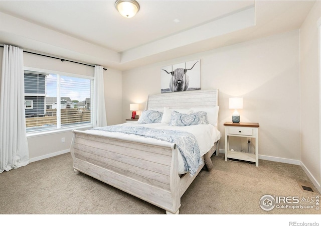7025 Meadow Rain Way, Wellington, CO 80549 - bedroom featuring carpet flooring, baseboards, and a raised ceiling