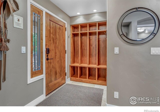 3345 15th St, Boulder, CO 80304 - mudroom with baseboards, recessed lighting, and tile patterned flooring