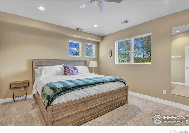 3345 15th St, Boulder, CO 80304 - carpeted bedroom featuring baseboards, a ceiling fan, and recessed lighting