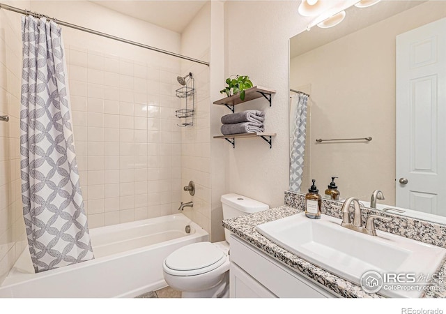 6253 Black Mesa Rd, Frederick, CO 80516 - full bathroom with shower / bath combination with curtain, vanity, and toilet