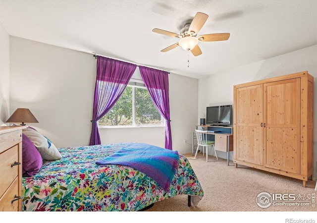 8734 19th Street Rd, Greeley, CO 80634 - bedroom with light colored carpet and ceiling fan