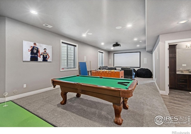 7427 Couples Ct, Fort Collins, CO 80528 - game room with recessed lighting, baseboards, pool table, and light wood finished floors