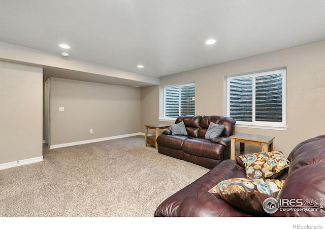 5664 Osbourne Dr, Windsor, CO 80550 - carpeted living room featuring recessed lighting and baseboards