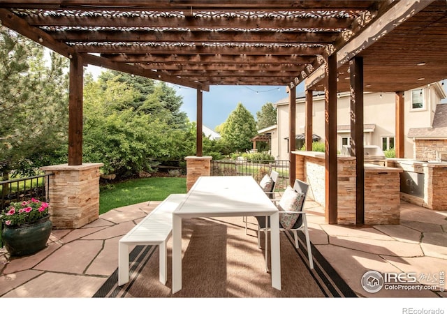 609 Corona Ct, Lafayette, CO 80026 - view of patio with area for grilling, a pergola, and outdoor dining space