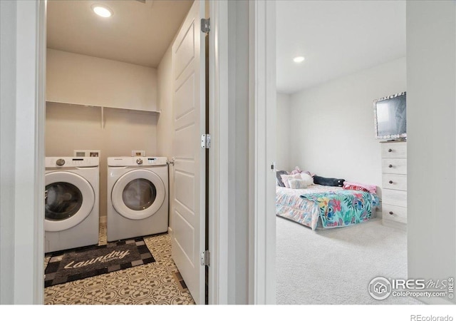 608 Apex Trl, Ault, CO 80610 - washroom featuring independent washer and dryer and recessed lighting