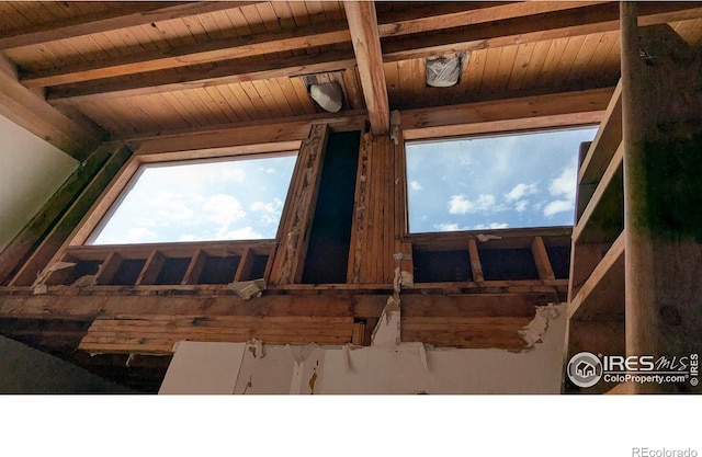 4633 Canyon View Dr, Fort Collins, CO 80526 - detailed view of wooden ceiling with exposed beams