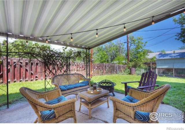 855 33rd St, Boulder, CO 80303 - view of patio featuring an outdoor living space