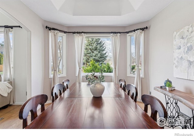 4094 Bimini Ct, Boulder, CO 80301 - dining room with light wood-style floors and a tray ceiling