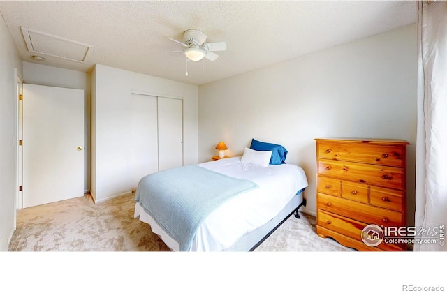 2415 Sunray Ct, Fort Collins, CO 80525 - bedroom with carpet flooring, a closet, attic access, and a ceiling fan