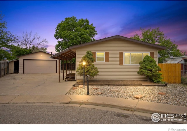 1155 Caroline Ct, Loveland, CO 80537 - view of front of property with a detached garage