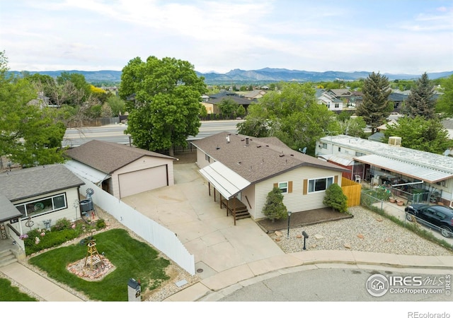 1155 Caroline Ct, Loveland, CO 80537 - aerial perspective of suburban area featuring a mountainous background