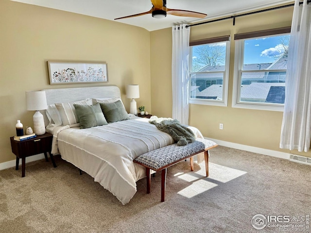 93 Benthaven Pl, Boulder, CO 80305 - bedroom with carpet, baseboards, and ceiling fan