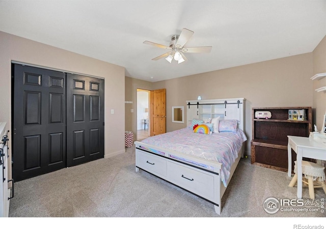 33820 County Road 47, Greeley, CO 80631 - carpeted bedroom featuring a closet, ceiling fan, and baseboards